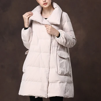 Ženské zimné pierko kabát, kórejské ženy, biele kačacie perie, 90% v roku 2020