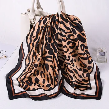 Ženy hodvábna šatka námestie hodvábne šatky Krku Vedúci Leopard vytlačené módne krku vlasy scarfs drop shipping
