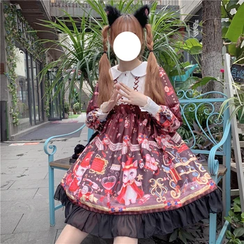 Ženy Kawaii Lolita šaty cosplay sladké dievča princezná Originálny dizajn lolita magic bublina stroj tmavé oddelenie
