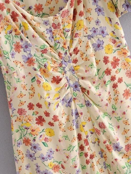 Ženy Letné Kvetinové Šaty 2020 Nové Módne Krátke Lístkového Rukáv Moderné Dievča Mini Šaty